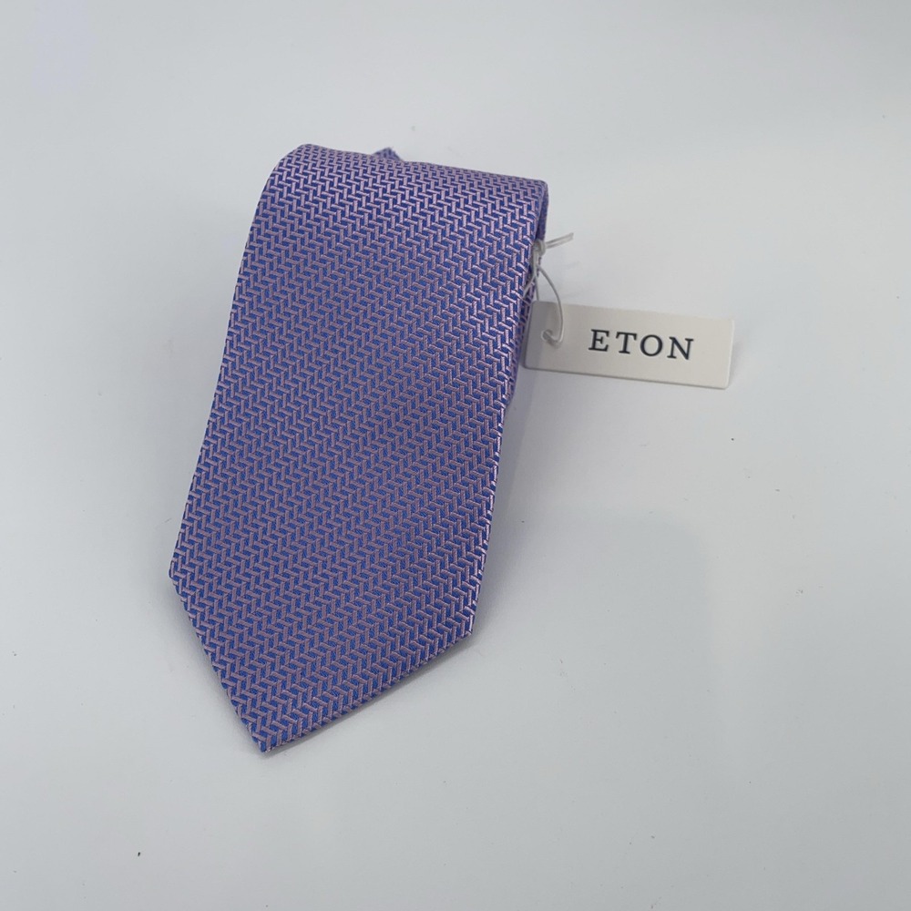 Eton 100% Silk Tie Mens One Size Purple‎ Pink Woven Geometric Made England